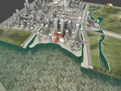 沙盘河道建筑群